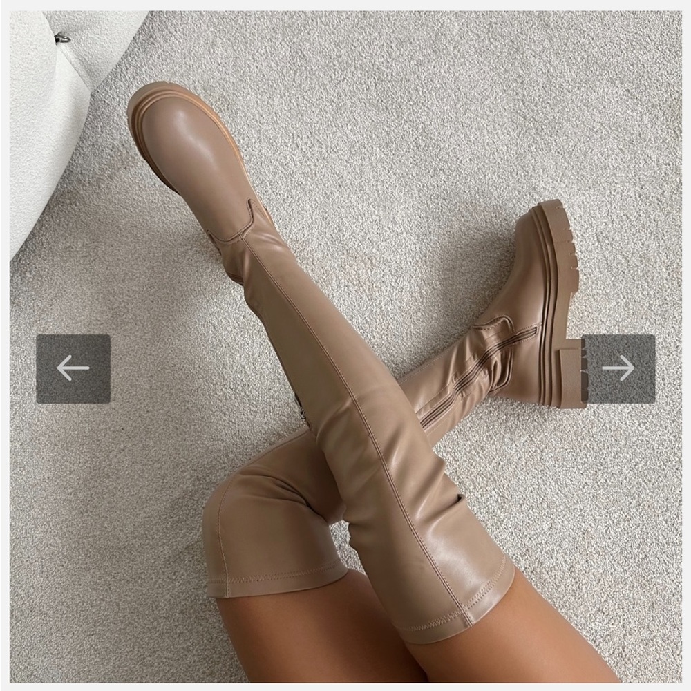 nude flat over the knee thigh high boot